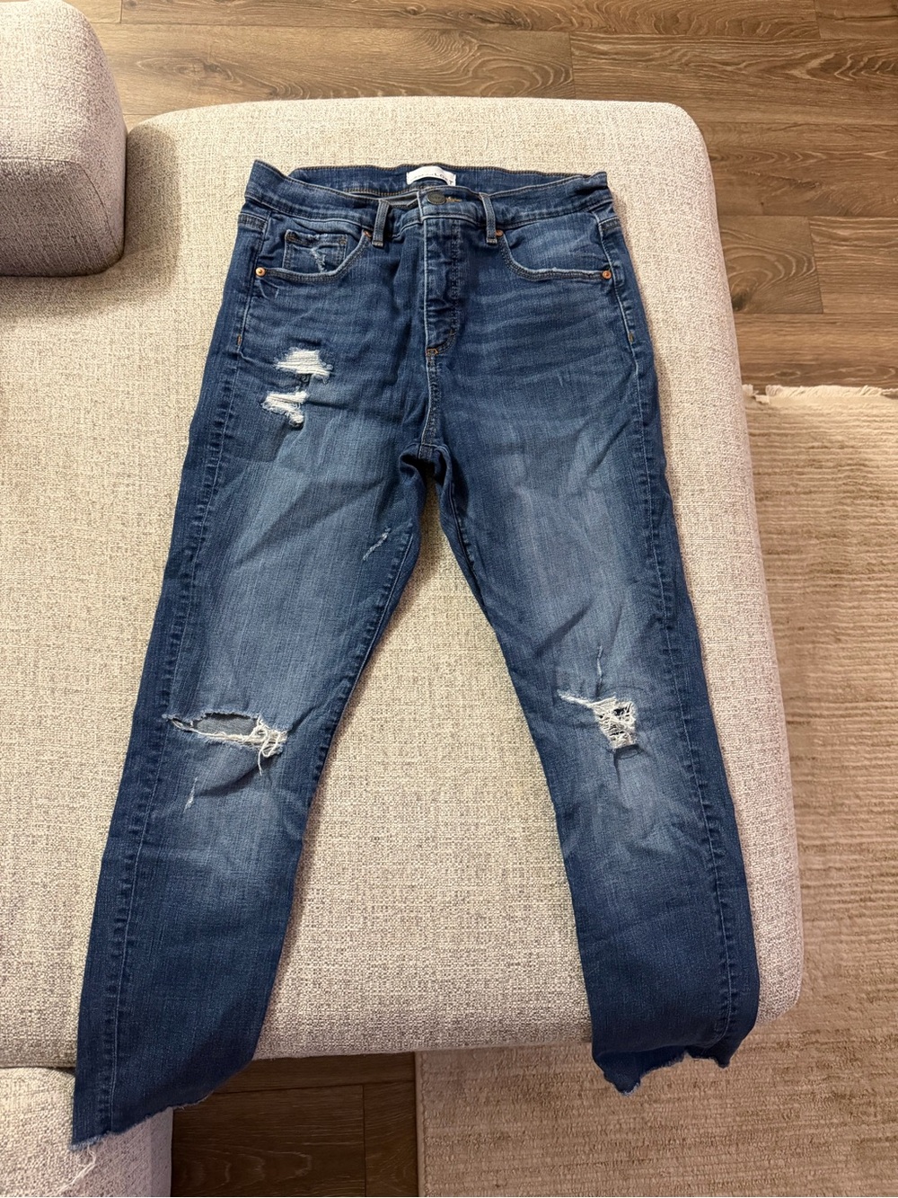 LOFT Dark Blue Distressed Women's Jeans Modern Skinny